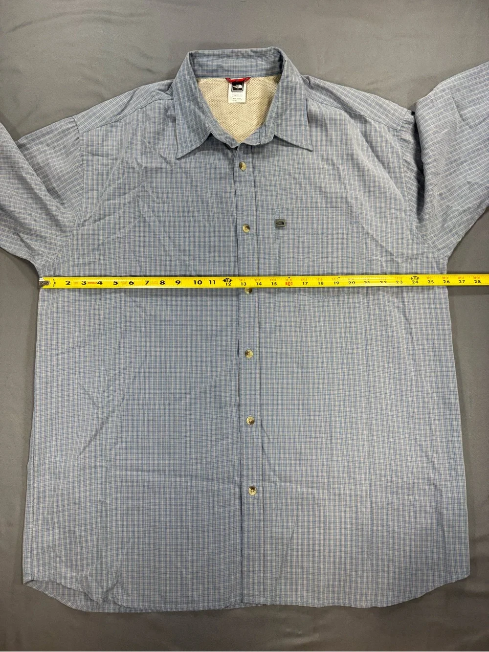 The North Face Men's Light Blue Plaid Cotton Button-Down Shirt